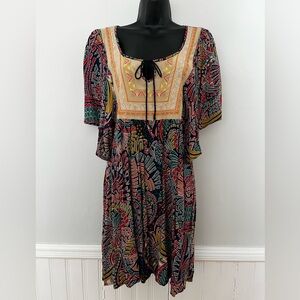 Flying Tomato Boho Embroidered Tunic Dress, Size Large